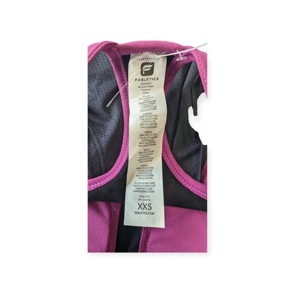 FABLETICS Norwalk Tank Blouson Built-in Bra Charcoal Mulberry Size X-Small 2 NWT - Picture 6 of 6